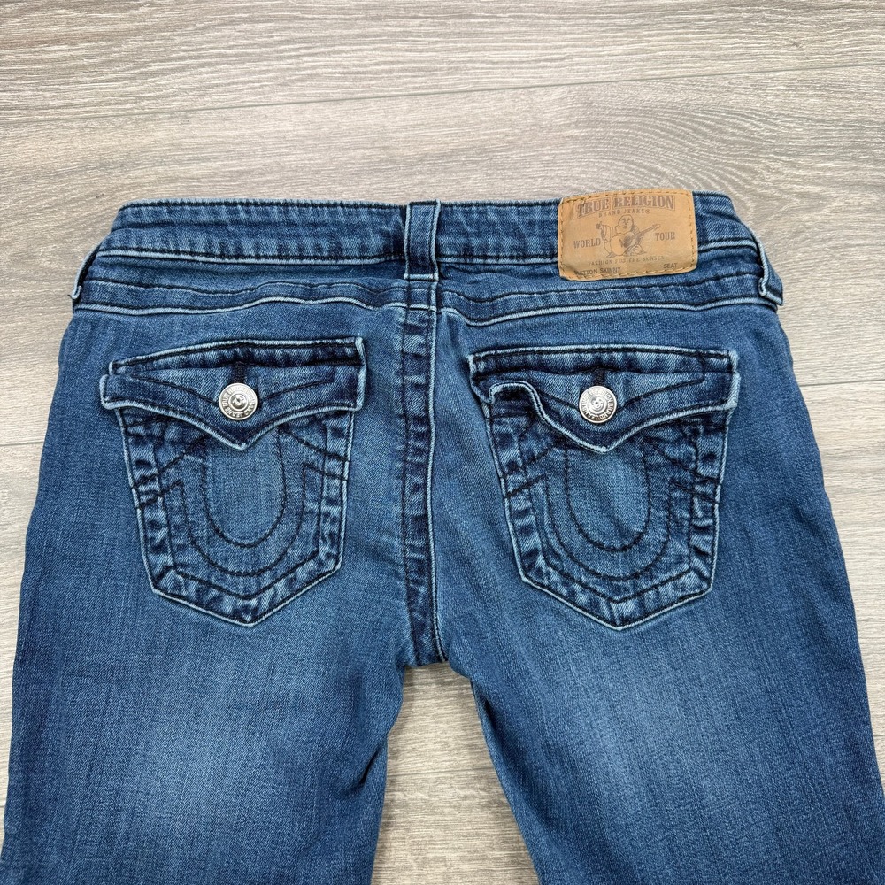 True Religion Jegging Jeans Womens 27 Blue Skinny Low Rise Flap Pocket Stretch